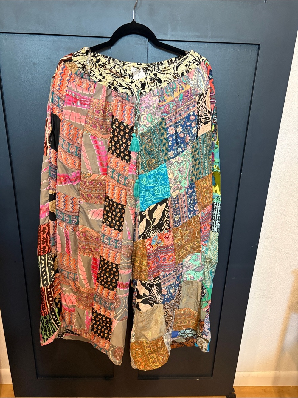 714. Karma Highway Bohemian Patchwork Wide Leg Pants - Multicolor